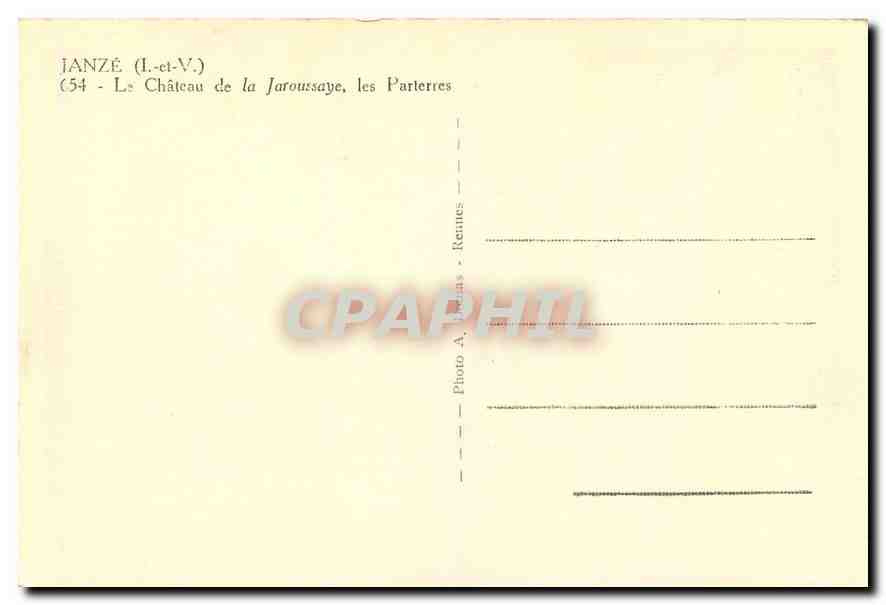 CPA Janze L et V Le Chateau de la Jaroussaye les Parterres  — Rückseite