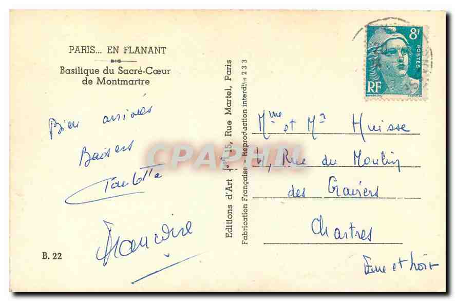 CPA Paris en flanant Basilique du Sacre Coeur de Montmartre  — Rückseite