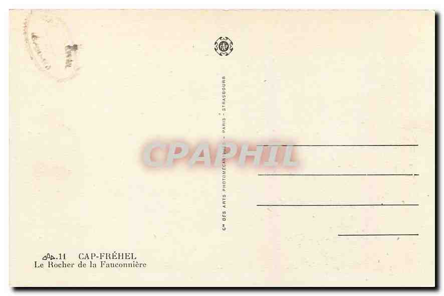 CPA Cap Frehel Le Rocher de la Fauconniere  — Rückseite