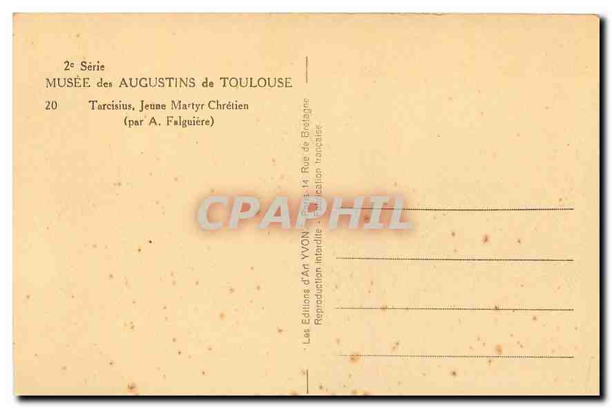 CPA Musee des Augustins de Toulouse Tarcisius Jeune Martyr Chretien  — Verso