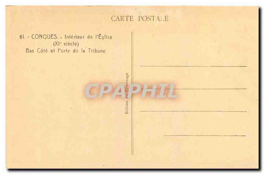 CPA Conques Interieur de l'Eglise Bas Cote et Porte de la Tribune  — Rückseite