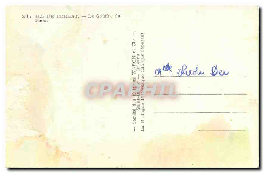 CPA Ile de Brehat Le Gouffre du Paon  — Rückseite
