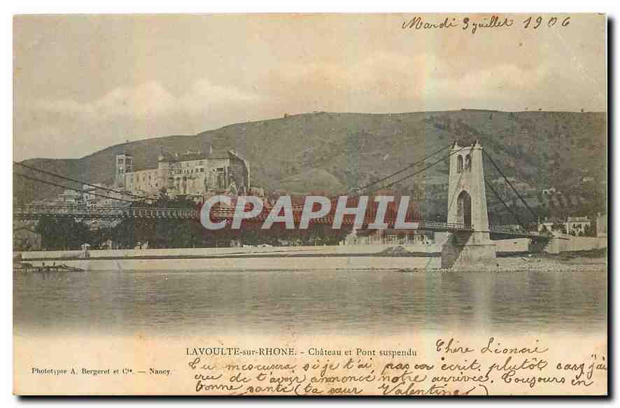 CPA Lavoulte sur Rhone Chateau et Pont suspendu 