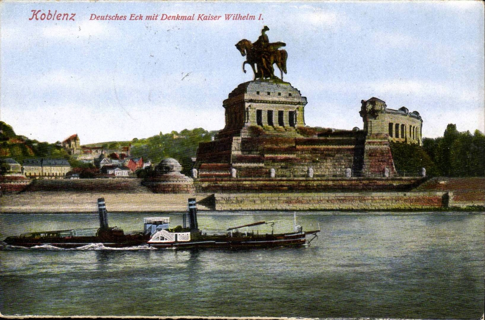 allemagne Germany Koblenz CPA Deutsches Eck mit Denkmal Kaiser Wilhem I