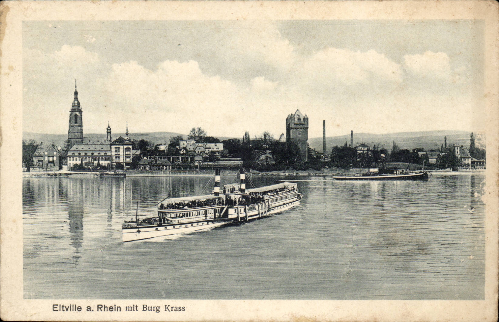 allemagne Germany etwille a Rhein mit Burg Krass (bateau ship)