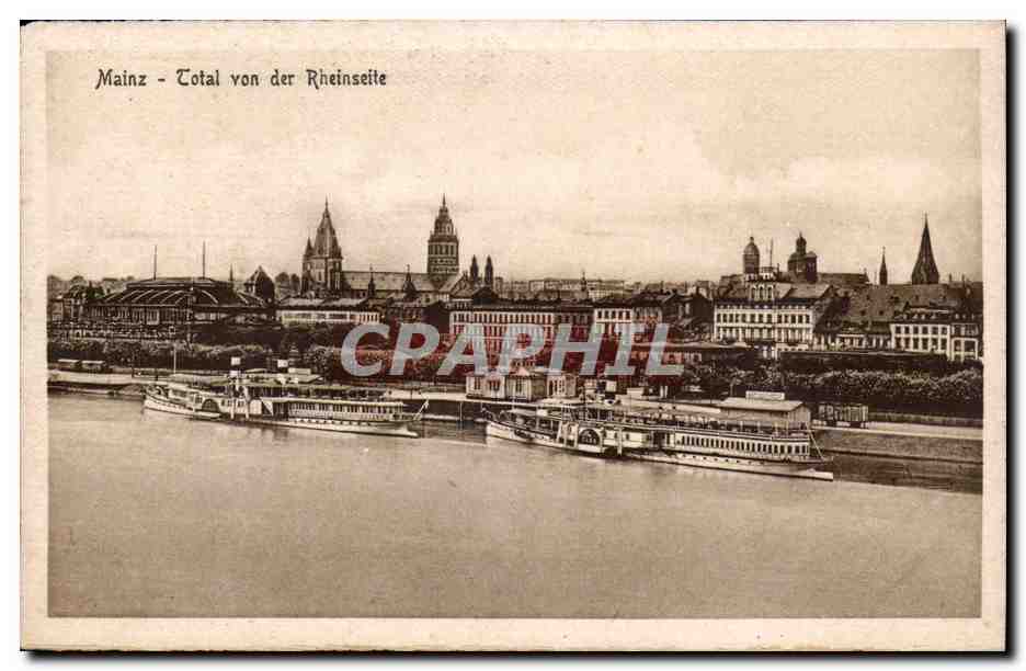 Allemagne Mainz CPA Total von der Rheinseite Germany