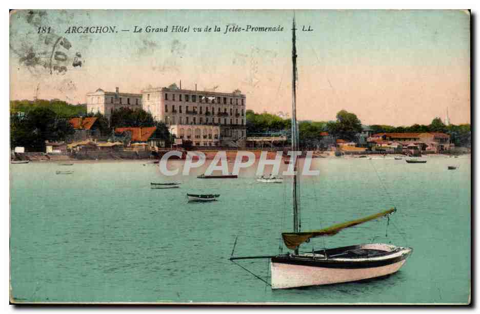 arcachon CPA Le grand hotel vu de la jetee promenade