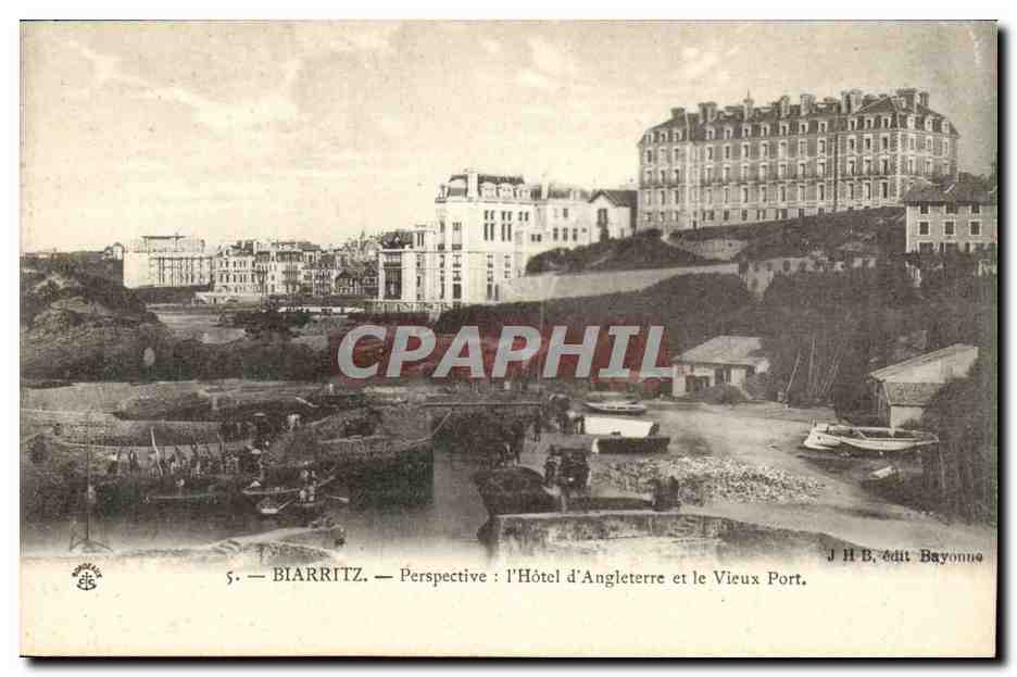 Biarritz CPA Perspective l'hotel d'angleterre et le vieux port