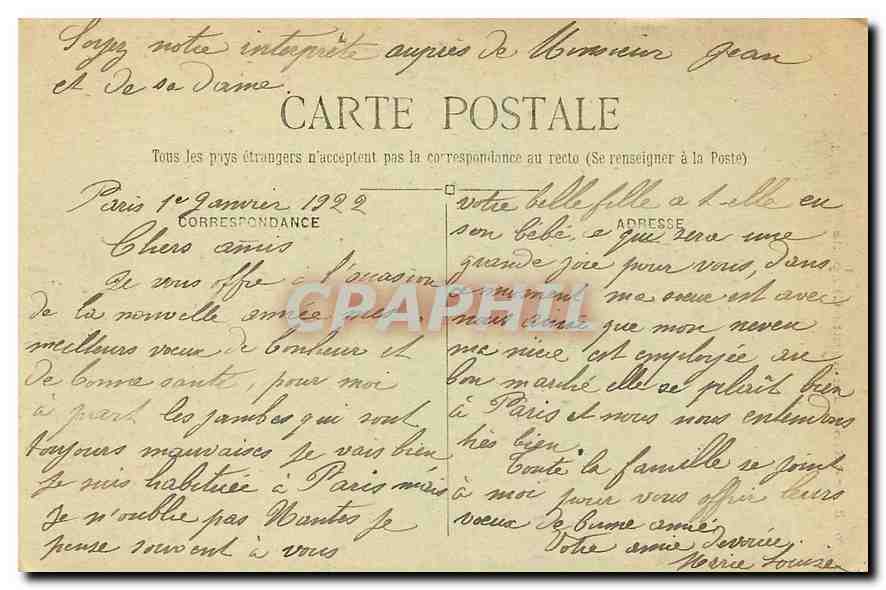 CPA Paris la Sainte Chapelle  — Verso