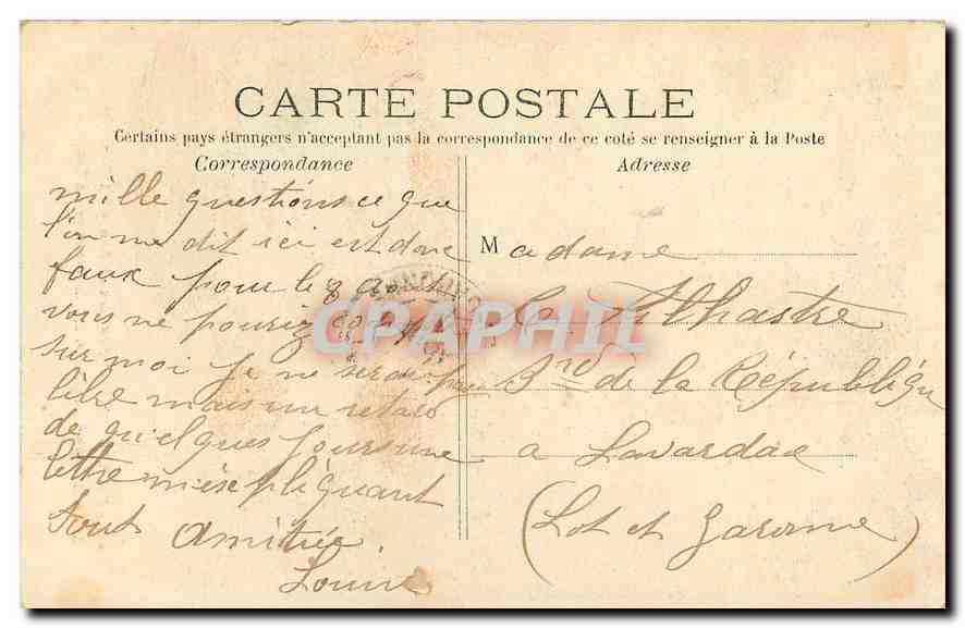 CPA Paris Hotel des Invalides la Chapelle  — Rückseite