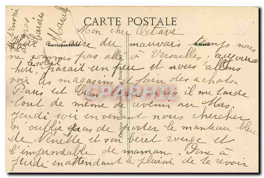 CPA Paris la Madeleine  — Verso