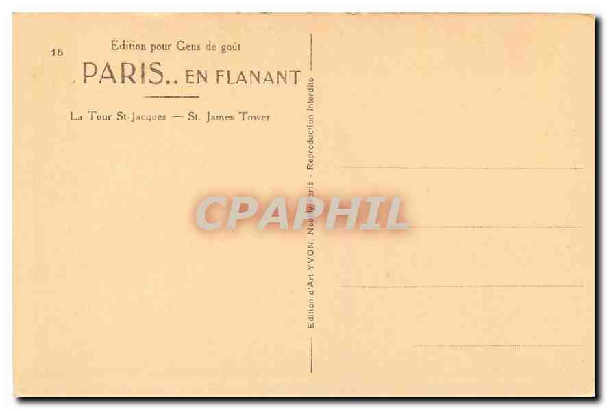 CPA Paris en Flanant la Tour St Jacques  — Rückseite