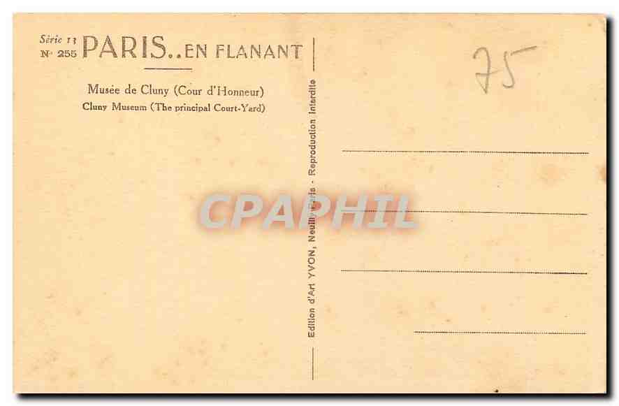 CPA Paris en Flanant Musee de Cluny Cour d'Honneur  — Rückseite