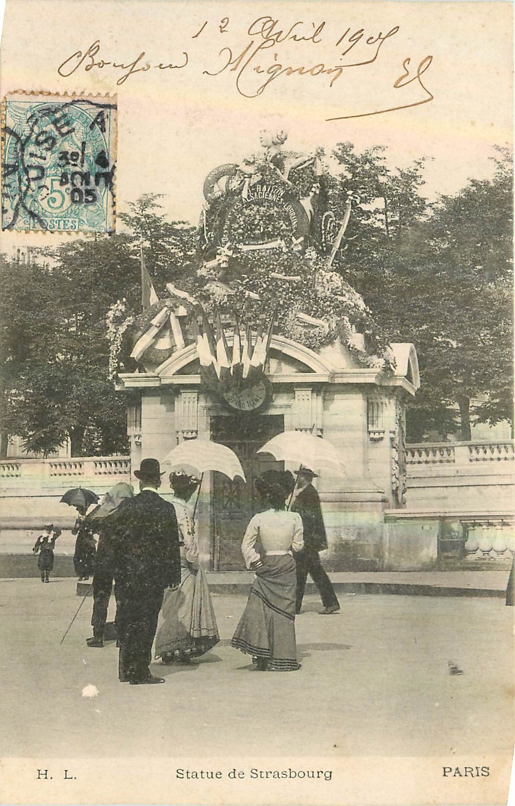 CPA Paris Statue de Strasbourg 