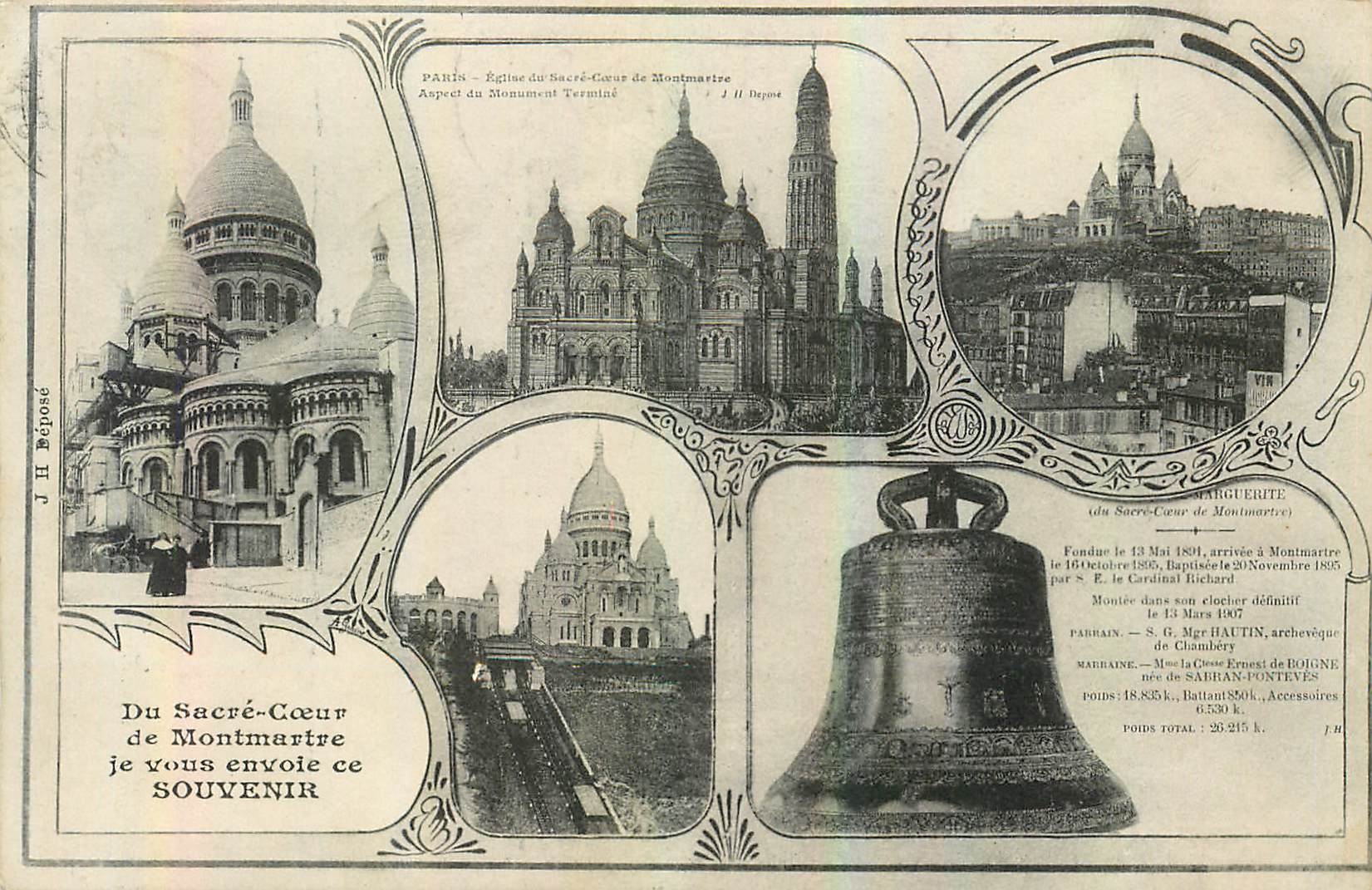 CPA Du Sacre Coeur de Montmartre je vous envoie ce souvenir Cloche