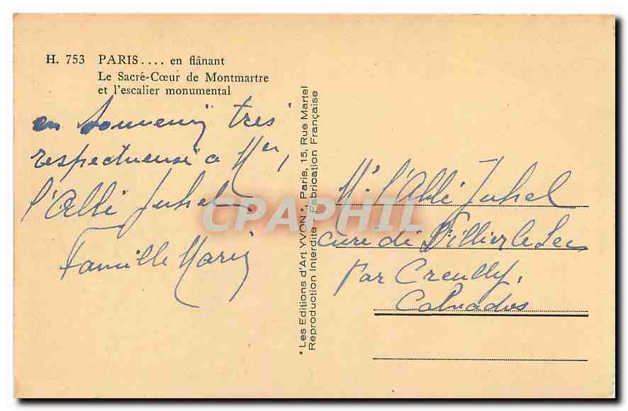 CPA Paris en Flanant le Sacre Coeur de Montmartre et l'escalier monumental  — Rückseite