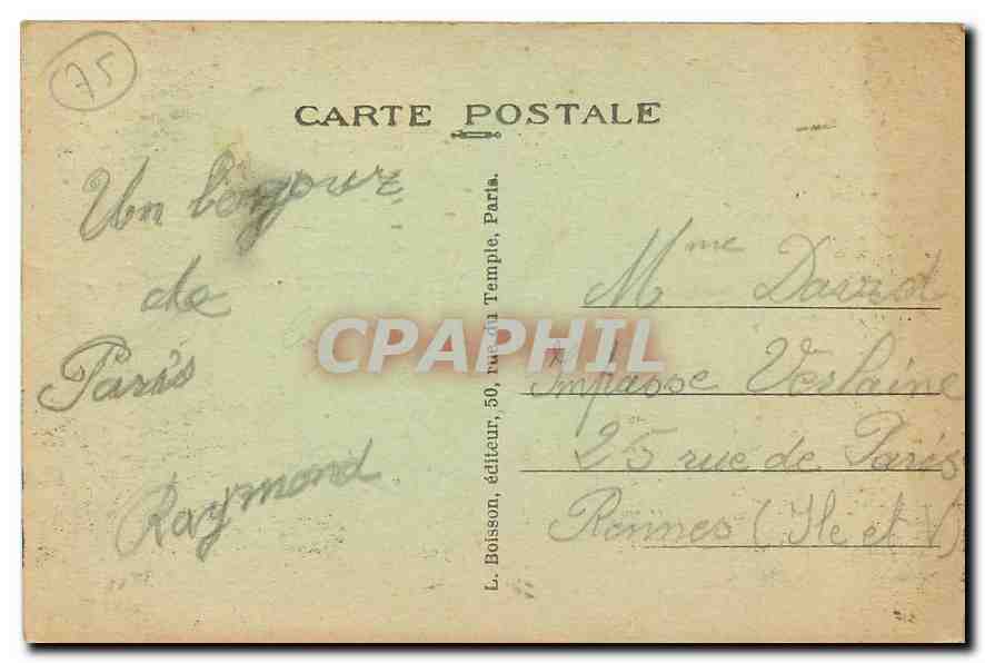 CPA Paris arc de Triomphe de l'Etoile  — Verso