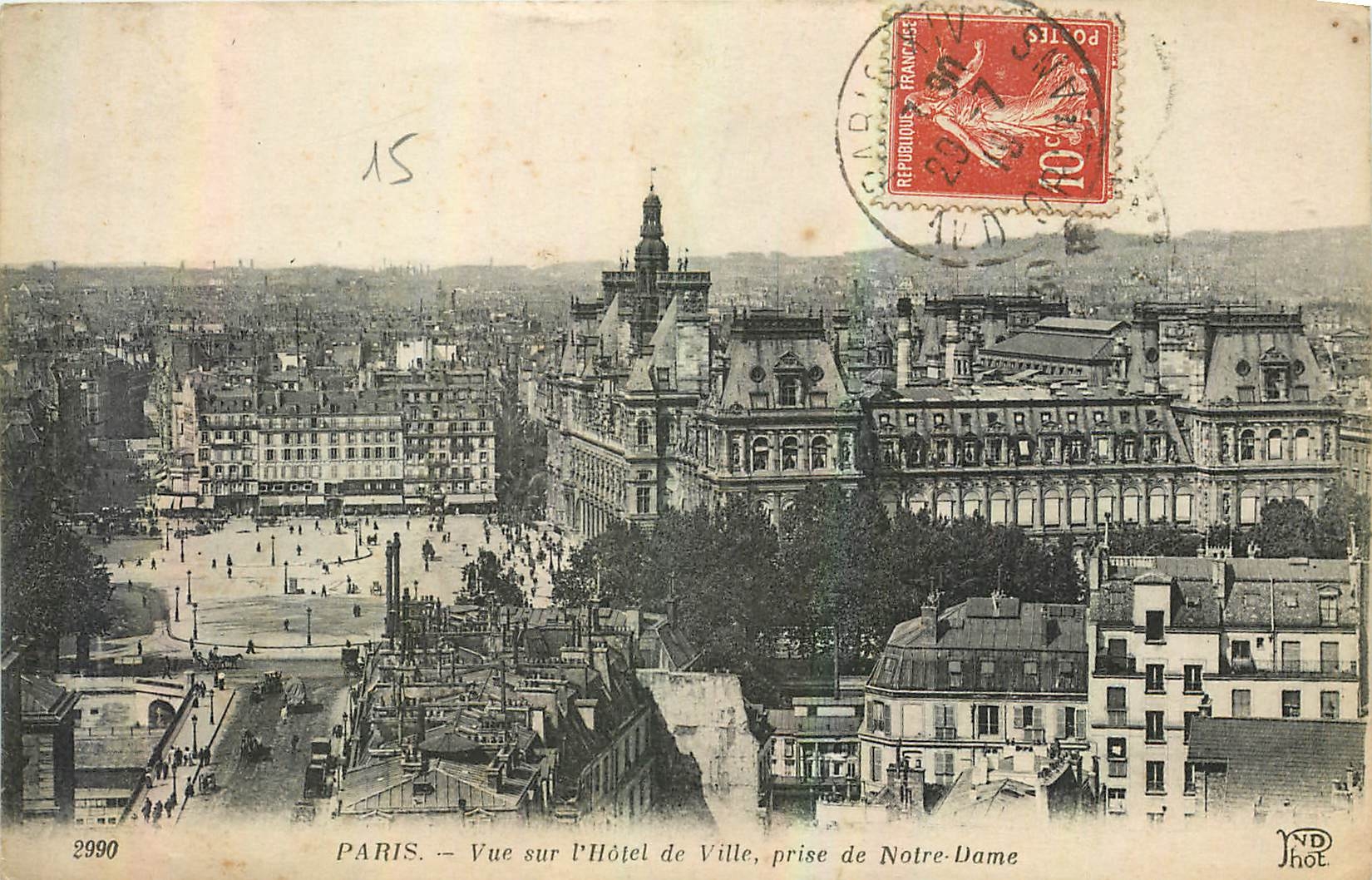 CPA Paris vue sur l'Hotel de Ville prise de Notre Dame 