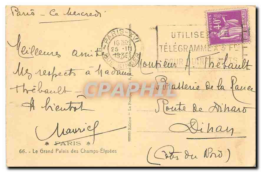 CPA Paris le Grand Palais des Champs Elysees  — Rückseite