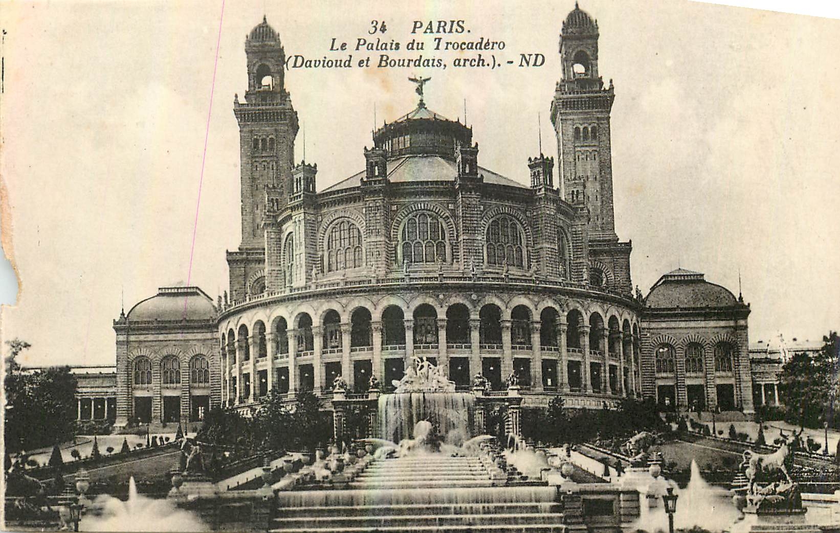 CPA Paris le Palais du Trocadero Davioud et Bourdais arch 