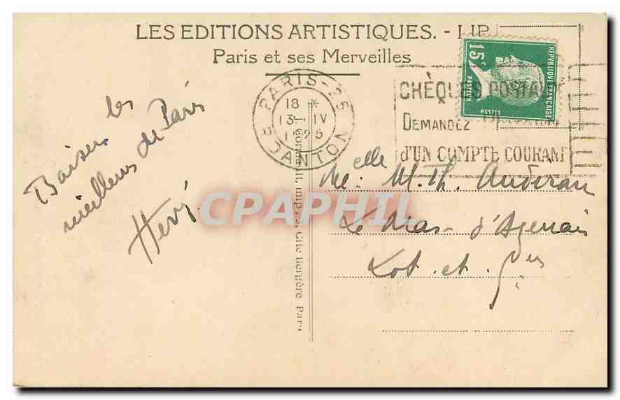 CPA Paris l'Institut de France  — Rückseite