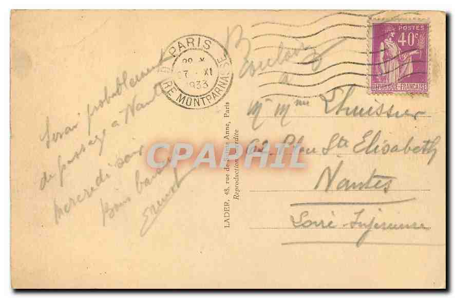 CPA Paris Avenue Foch  — Verso
