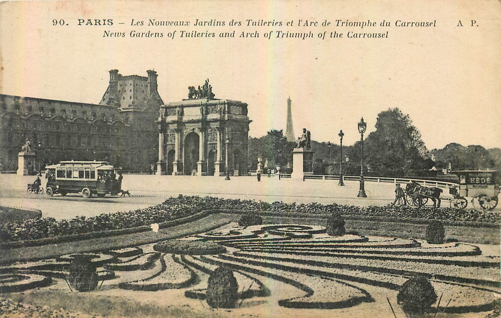 CPA Paris le Nouveaux Jardins des Tuileries et l'Arc de Triomphe du Carrousel 