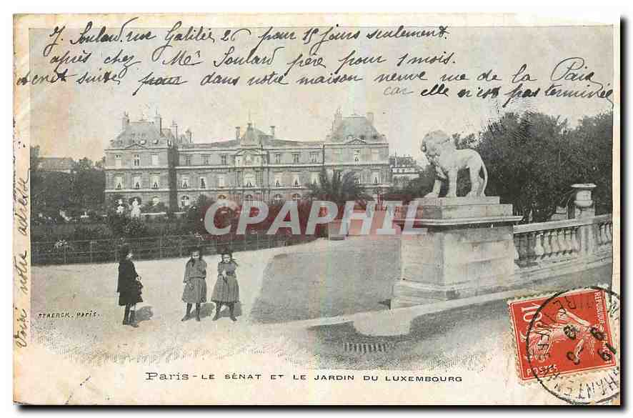 CPA Paris le Senat et le Jardin du Luxembourg Lion