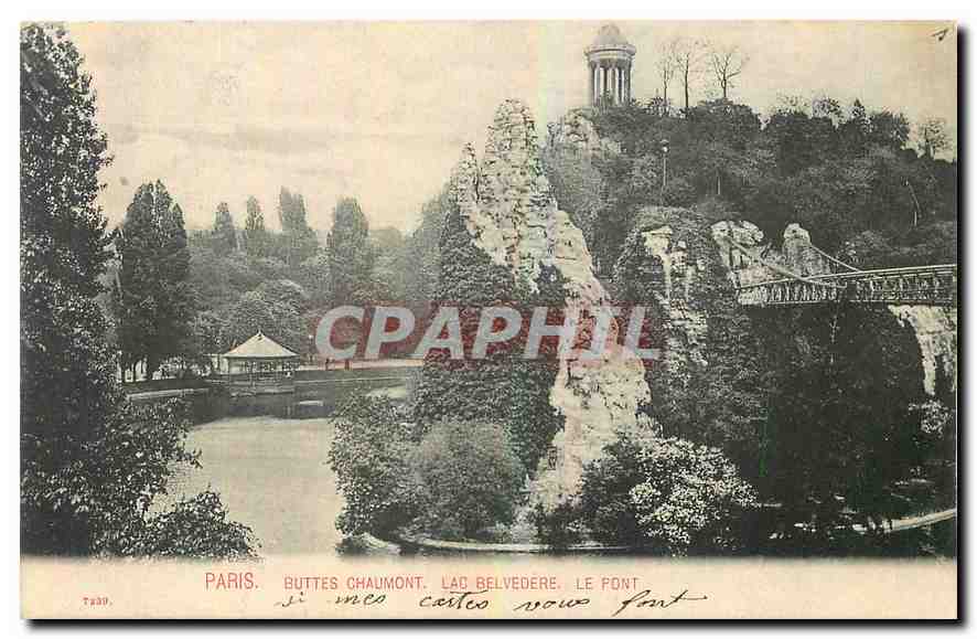 CPA Paris Buttes Chaumont Lac Belvedere le Pont 