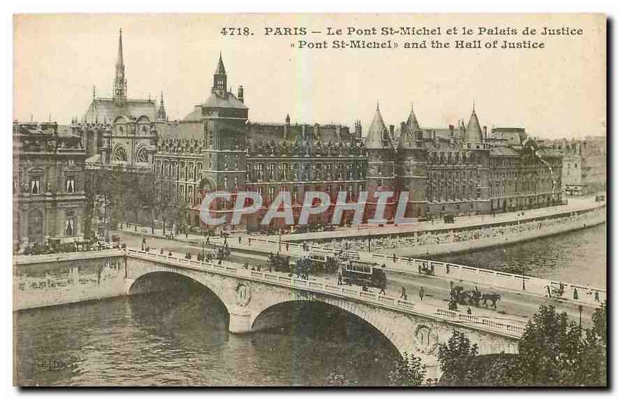 CPA Paris le Pont St Michel et le Palais de Jusitce 