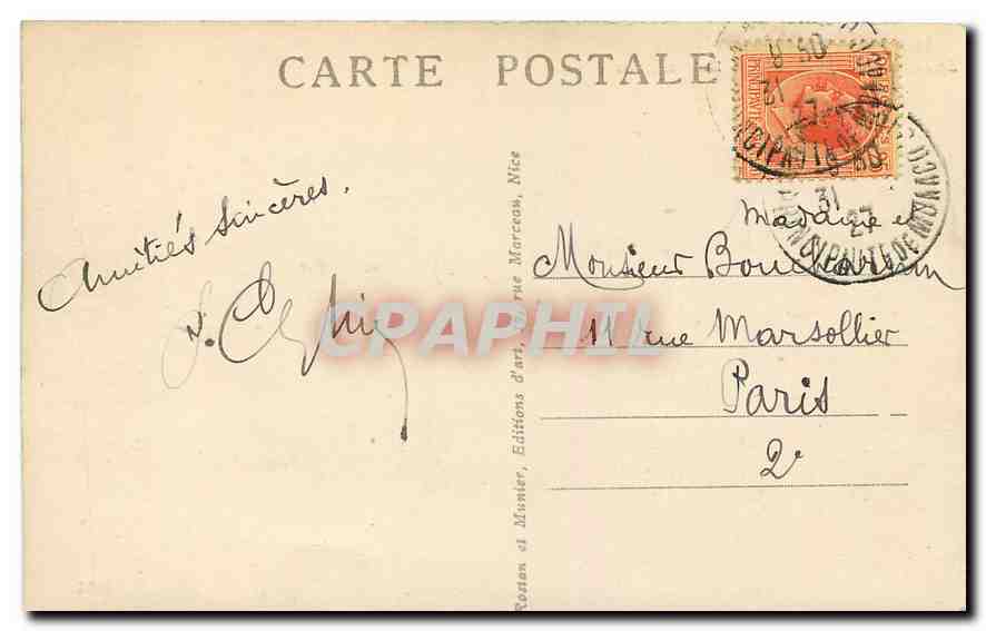 CPA Monte Carlo Jardin du Casino le Boulingre  — Rückseite