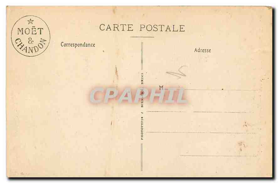 CPA Vue generale de l'Ancienne Abbaye d'Hautvillers Propriete de la Maison Moet et Chandon  — Rückseite