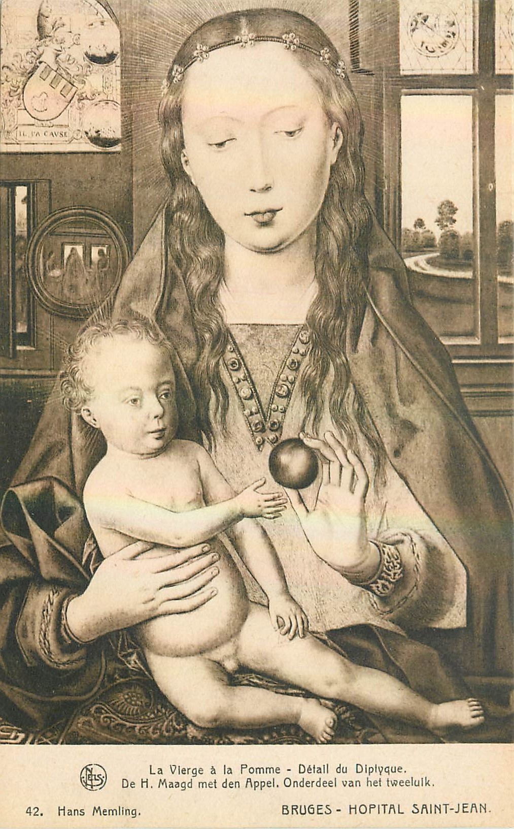CPA La Vierge a la Pomme Detail du Diplyque Bruges Hopital Saint Jean 