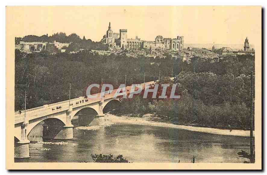 CPA Avignon le Pont Villeneuve et le Palais des Papes 