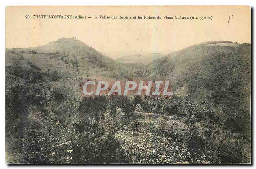 CPA Chatelmontagne Allier la Vallee des Roberts et les Ruines du Vieux Chateau 
