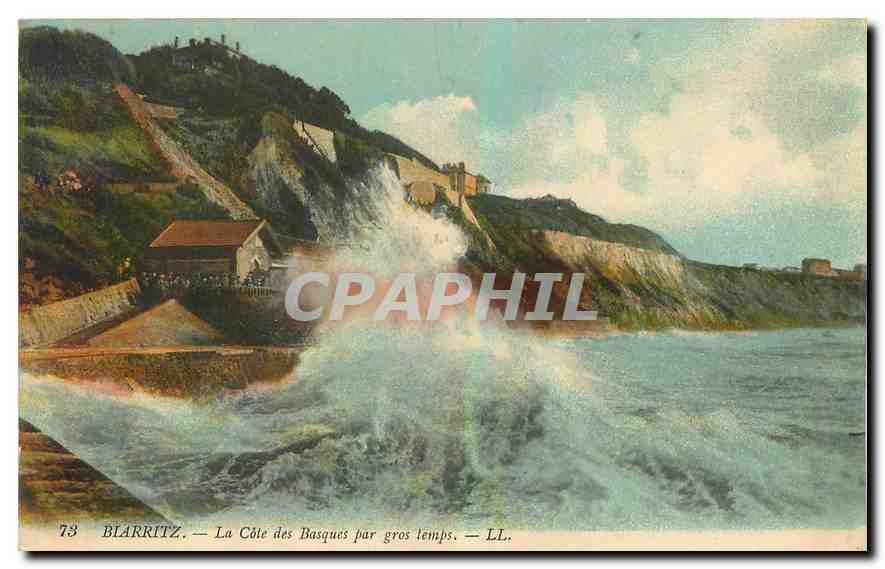 CPA Biarritz la Cote des Basques Par gros Temps 