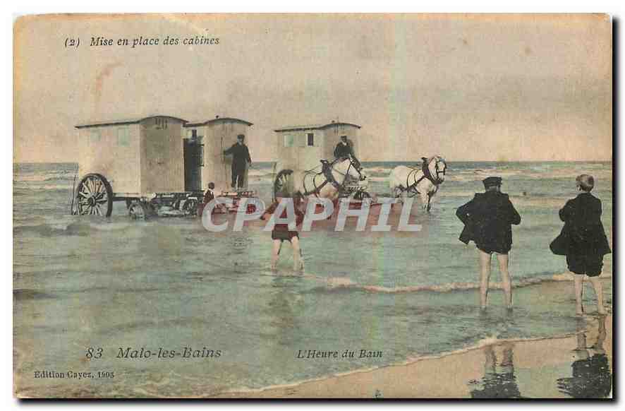 CPA Mise en Place des Cabines Malo les Bains l'Heure du Bain 