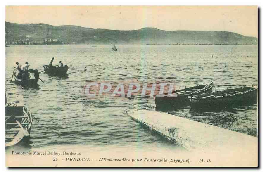 Hendaye — L'Embarcadère pour Fontarabie (Espagne) — Phototypie Marcel Delbou, Bordeaux, n°24