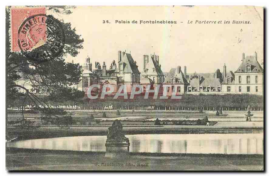 Schloss Fontainebleau — Der Parterre und die Bassins — G. Baudinière Verlag, Rueil