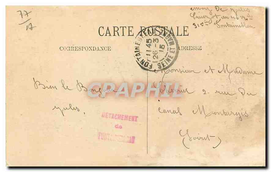 Fontainebleau — La Grande Rue — N.G. — N° 100 — Verso