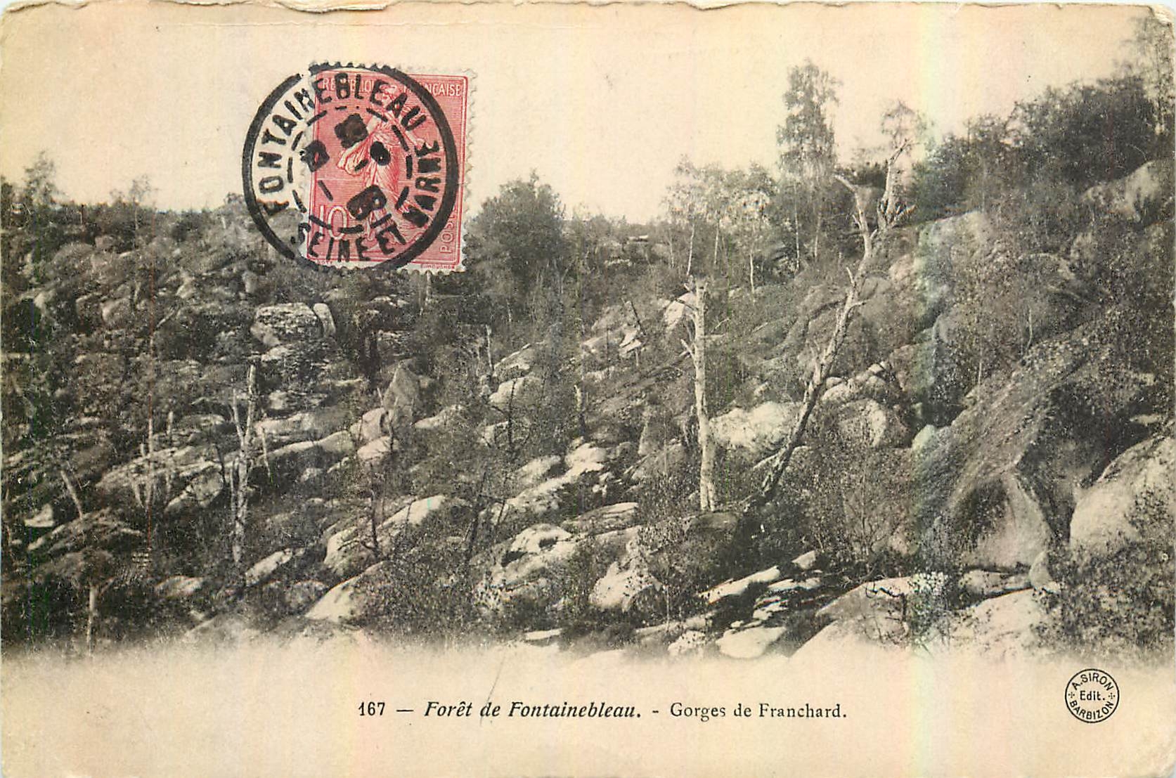Forêt de Fontainebleau — Gorges de Franchard — éditeur Biron, n° 167