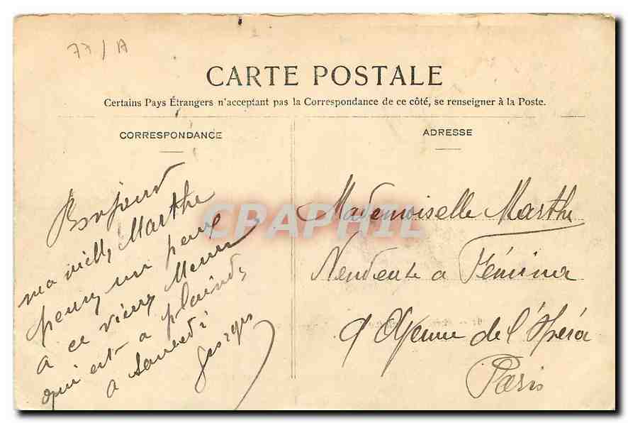 Forêt de Fontainebleau — Gorges de Franchard — éditeur Biron, n° 167 — Verso