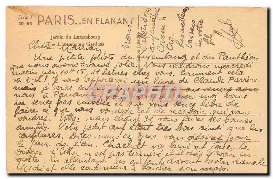 CPA Paris en Flanant Jardin du Luxembourg  — Verso