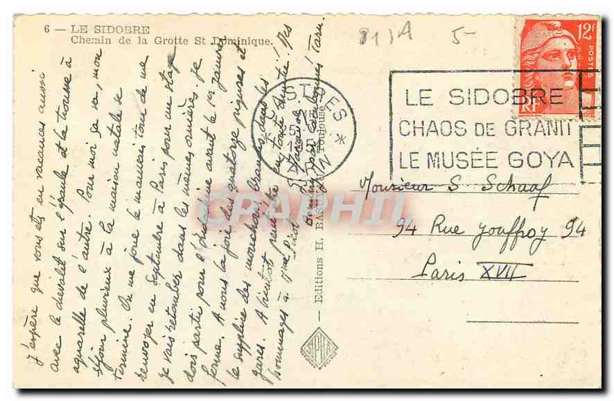 CPA Le Sidobre Chemin de la Grotte St Dominique  — Rückseite