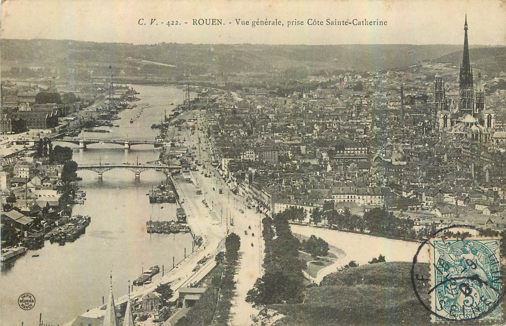 CPA Rouen vue generale prise Cote Sainte Catherine 