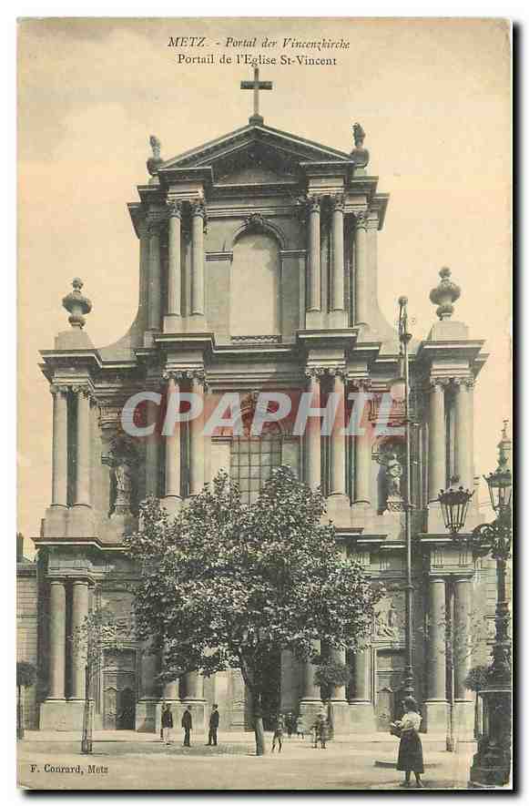 CPA Metz Portail der Vincenzkirche 