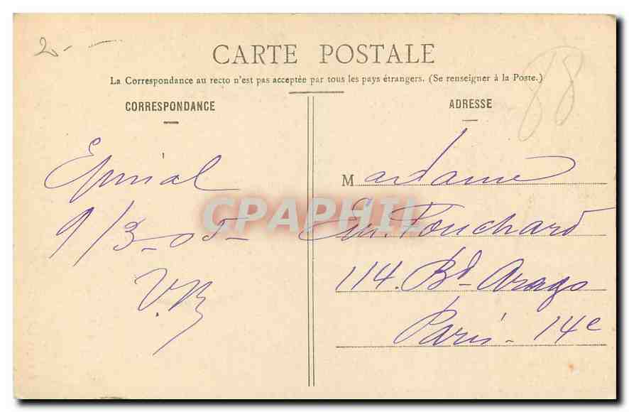 CPA Chateau d'Epinal Etang de Poissonpre  — Back