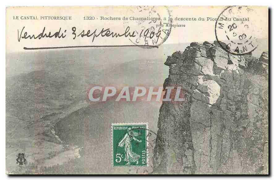 CPA Le Cantal Pittoresquee Rochers de Chamalieres a la descente du Plomb du Cantal 