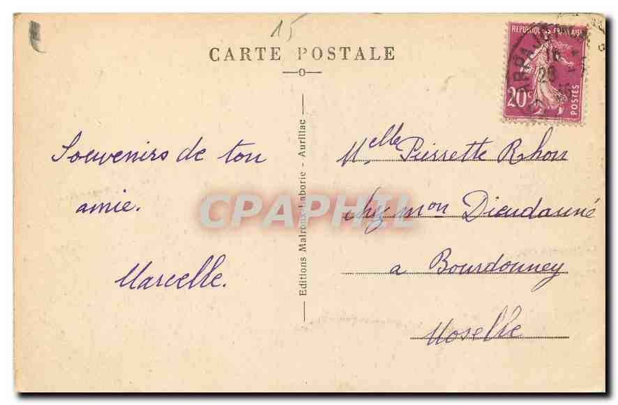CPA Le Cantal Pittoresque Vic sur Cere Le Pas de Cere  — Rückseite