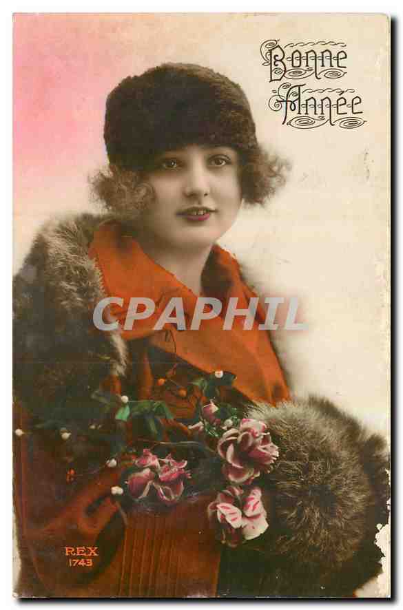 CPA Bonne Annee Femme